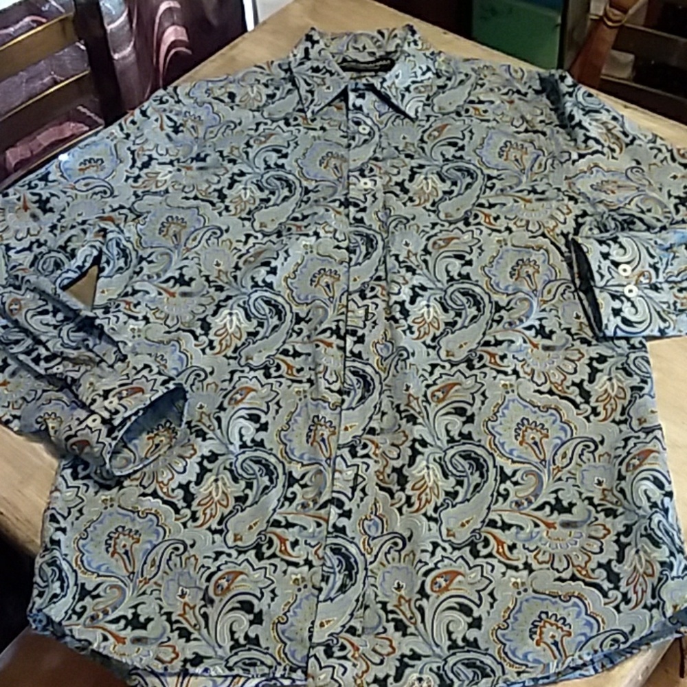 Men's Blue Pattern "Nick Graham" shirt NWOT